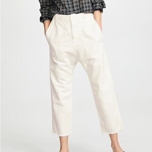 Nili Lotan Cream Cotton Luna Relaxed Fit Ankle Pants - Size 6 NWT